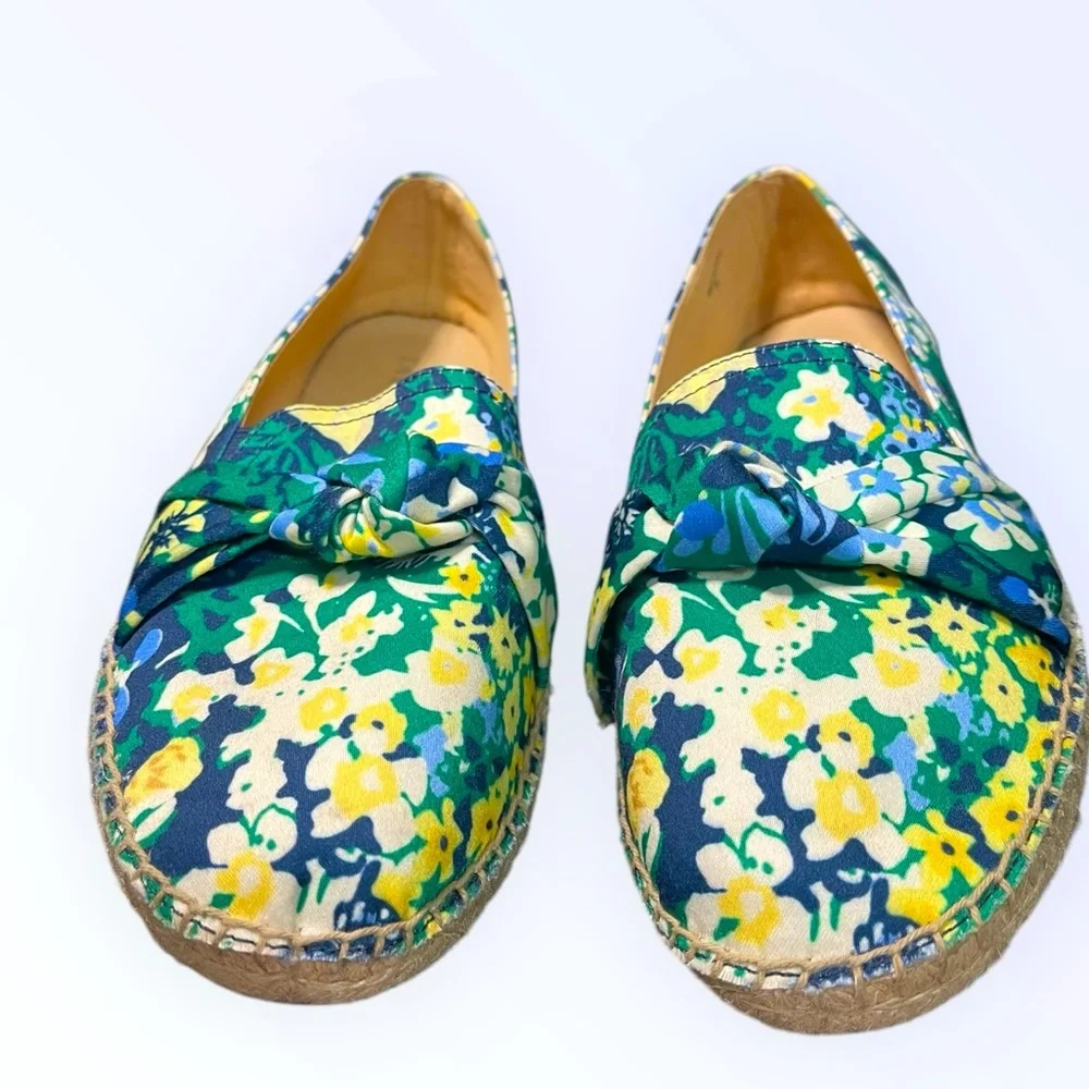 💙Talbots Izzy Knot Women's Floral Espadrilles - Green and Yellow